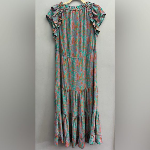 Figue Gianna Tassel Tiered Ruffle Silk Maxi Dress, Size Small - Picture 7 of 9